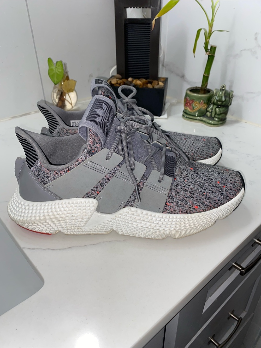 adidas Gray Knit Slip-On Sneakers